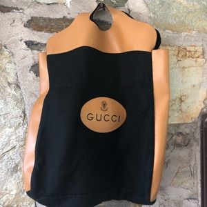 Gucci Vtg Black Felt/Brown Leather Shoppers Tote